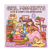 跨境新品塗色書GIRL MOMENTS塗鴉填色繪畫本可愛舒適着色書塗色本