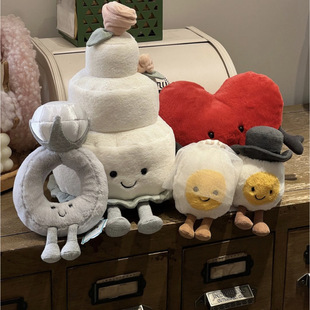 jc婚禮系列結婚蛋糕鑽戒玩偶公仔毛絨玩具新娘新郎情人節結婚禮物