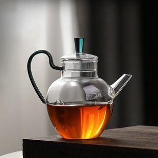 仿宋透明綠茶壺圍爐煮茶高硼硅玻璃泡茶器耐熱玻璃壺家用小茶壺