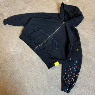 ж̿boxyʽñl C cropped rhinestone hoodie