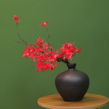 仿真楓葉仿真紅楓假枯枝新中式裝飾葉子干花擺件室內盆栽景觀造景