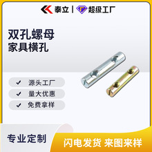 廠家免費拿樣非標雙孔螺母 鍍鋅一字橫孔錘頭家具雙孔螺母