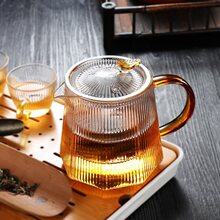 玻璃泡茶壺過濾耐高溫家用茶水分離豎紋茶壺電陶爐煮花茶具套裝
