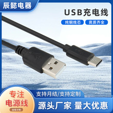 廠家供應USB充電線 黑色二芯電器充電線電源線支持定 制