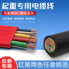 行車卷筒電纜線國標銅芯3×4/6/10/16/25平方+2芯+鋼絲圓扁電纜線