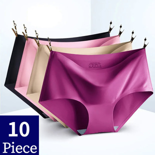 10PCS/Set Women's Panties  Seamless Underwear Briefs Silk