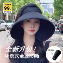 新款冰絲超大帽檐防曬帽女夏季防紫外線遮陽騎車環繞式空頂太陽帽