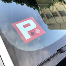 JDM車貼港式新手實習警示牌P停車牌前擋風玻璃改裝靜電貼裝飾貼紙