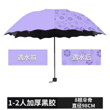 遇水開花傘黑膠防紫外線折疊傘晴雨兩用傘手動雨傘logo廠家批發