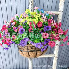 跨境仿真尤加利紫羅蘭塑料假花婚慶家居插花布置人造植物花束裝飾