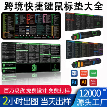 跨境全英文鼠標墊快捷鍵亞馬遜超大外貿電腦辦公桌墊耐臟防滑桌墊