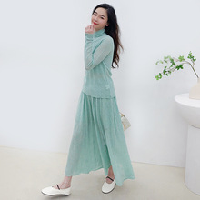桑蠶絲羊毛針織半裙女2025春夏新款氣質時髦松弛感肌理提花半身裙