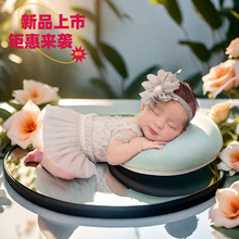 跨境支持密文30天包退新生兒攝影服裝可愛灰色嬰兒拍照蕾絲裙衣服