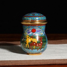精品北京景泰藍罐擺件禮品傳統銅胎掐絲琺琅磨光仿古葫蘆蛐蛐罐