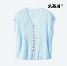 高級感鏤空短袖t恤女2025夏季新款時尚薄款冰絲針織衫氣質上衣