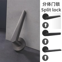 意式卧室磁吸靜音分體鎖房門分體鎖室內鋁合金門把手機械木門鎖