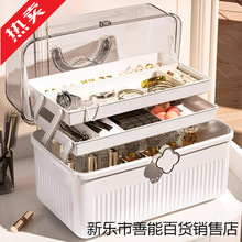 新款2025年化妝品收納盒大容量桌面防塵美術生工具箱美甲收納箱子