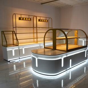 弧形不銹鋼面包展示櫃日式蛋糕櫃中島櫃台邊櫃餐盤架子商用貨櫃