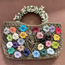 手工鈎花圓形約4cm彩色三層立體花朵美式鄉村服飾包配飾花卉