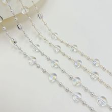 diy珍珠水晶鏈 保色3mm小珍珠8mm鍍膜透明桃心鏈頭飾項鏈婚紗材料