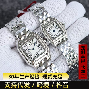 爆款瑞士品牌康卡斯女表高定精鋼小方表 商務休閑鋼帶女款表批發
