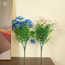 亞馬遜跨境仿真尤加利牽牛花人造假花把束家居花園戶外仿真花裝飾