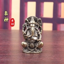 實心純銅泰國象神銅象鼻財神東南亞風格黃銅工藝品擺件收藏手把件