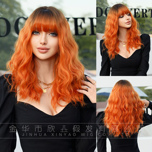 KɫٰlŮLl羳̚Ww^׼ٰl Wavy Orange Wig