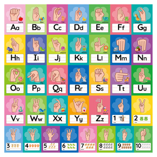跨境批發新款亞馬遜兒童 ASL字母數字標志語言閃卡公告板套裝裝飾