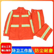 環衛工作服套裝男工地工程市政園林養護反光條桔色勞保服可印logo