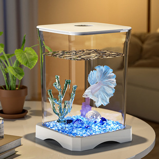 魚缸塑料耐摔斗魚缸客廳辦公室金魚綠植觀賞小型造景微景觀生態缸