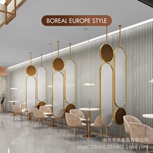 北歐長虹玻璃餐廳飯店屏風隔斷可旋轉隔斷門廳展廳酒店鐵藝隔斷屏