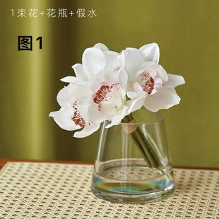 2025ins風高品質 白蕙蘭仿真花束+花瓶+假水套裝