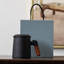 泡茶杯茶水分離陶瓷辦公室帶蓋過濾個人專用茶道杯子刻字logo禮盒