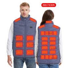 新品四控27區灰色智能發熱馬甲男女同款跨境電加熱保暖棉衣背心