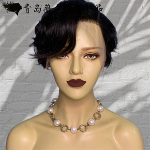 Rd¿˰l̿pixie^bob wave human hair cut wig