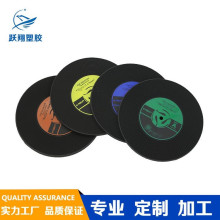 復古留聲機唱片杯墊 PVC軟膠黑膠碟杯墊 圓形硅膠杯墊 可印刷LOGO