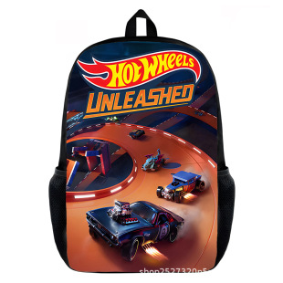 hotwheels 跨境熱銷風火輪競速賽15寸黑色書包 支持速賣通JIT代發