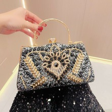 新款跨境派對名媛宴會包鑲鑽手拎包女士婚宴手提包單肩斜挎晚宴包