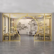 鐵藝月亮門拱門屏風隔斷餐館棋牌室辦公室養生館客廳玄關簡約中式