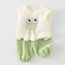 夏季寶寶外出服無袖套裝薄款2件套嬰兒夏裝