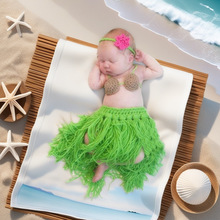 跨境新生兒攝影毛線編織寶寶草裙 造型衣可愛嬰幼兒拍照服裝+道具