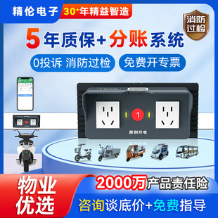【上市公司】精倫電動自行電瓶車掃碼智能充電樁站2路插座防水2輪