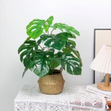 跨境仿真綠植12頭大龜背葉北歐風家居客裝飾戶外花園造景假植物