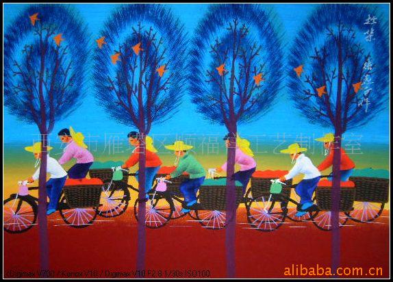 供应户县农民画 赶集 民间工艺品\/装饰画\/礼品 