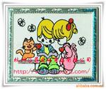 【莎恩工厂批发】供应大号金粉画植绒画板 儿童艺术闪光画
