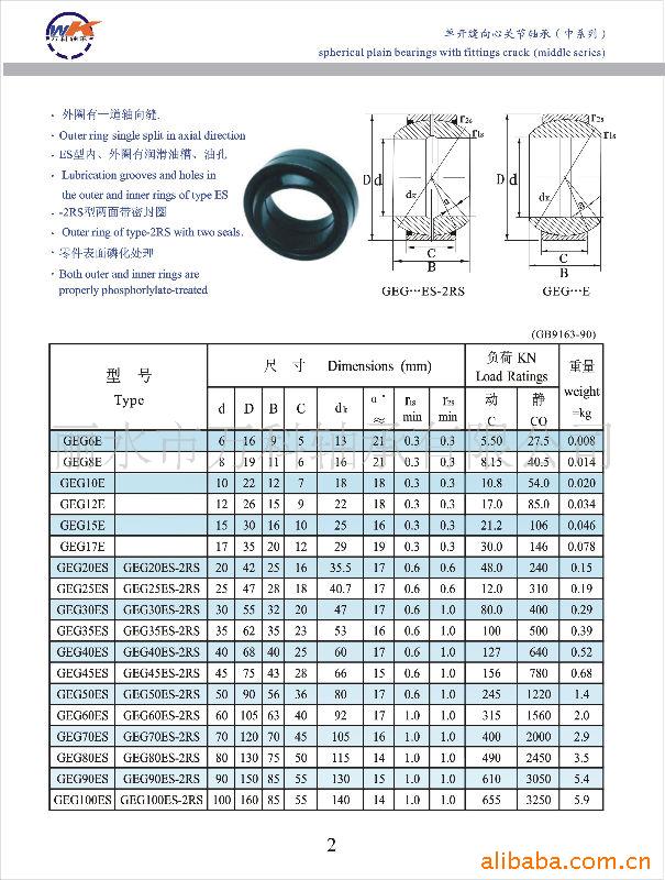 关节轴承geg20es geg17es geg25es