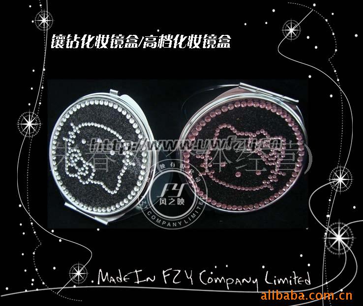 供應hello kitty閃粉金屬化妝鏡工廠,批發,進口,代購