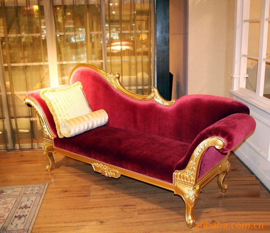 欧式新古典贵妃椅 实木休闲布艺懒人贵妃沙发