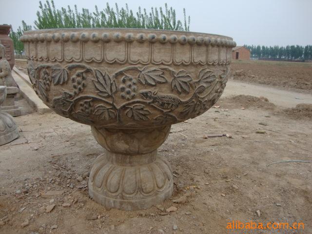 供应【河北冯氏工艺品】仿古石雕花盆 鱼缸批